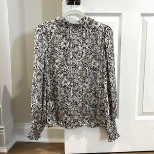 Snakeskin Pattern Sheer Aqua Top Size M